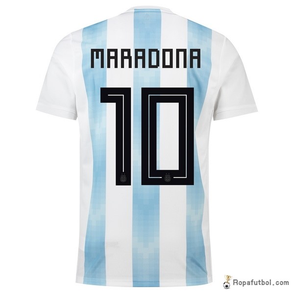 Camiseta Argentina Maradona Replica Primera Ropa 2018 Blanco